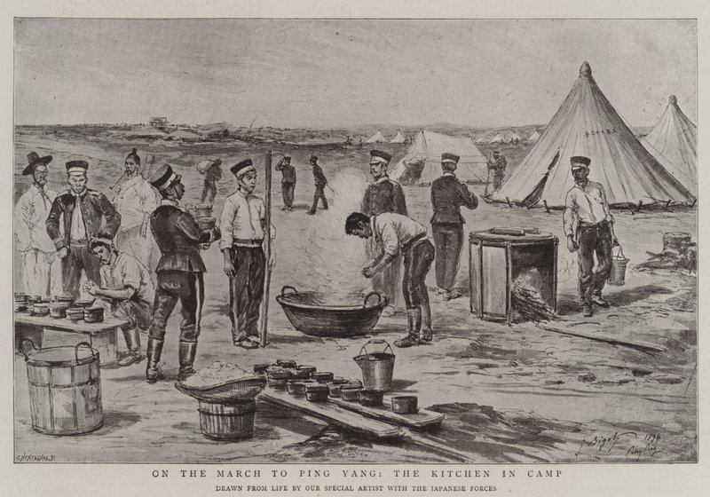 On the March to Ping Yang, the Kitchen in Camp by Georges Ferdinand Bigot