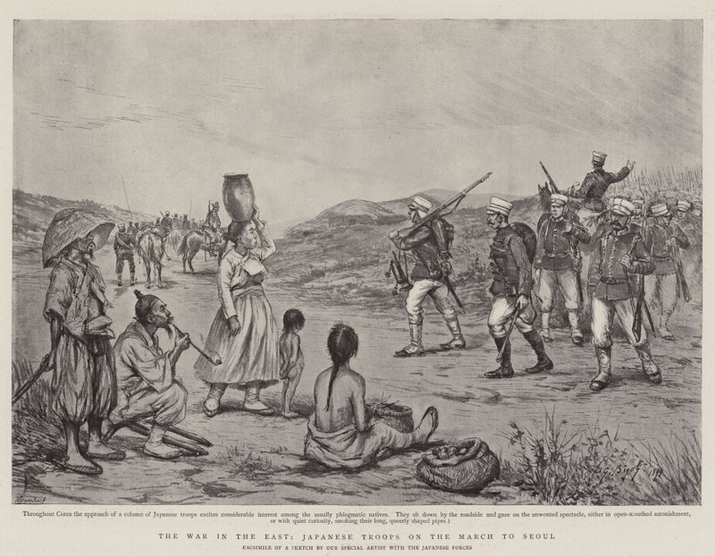 The War in the East, Japanese Troops on the March to Seoul by Georges Ferdinand Bigot
