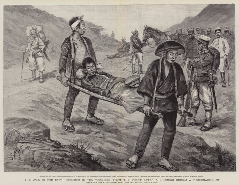The War in the East, bringing in the Wounded from the Front after a Skirmish during a Reconnaissance by Georges Ferdinand Bigot