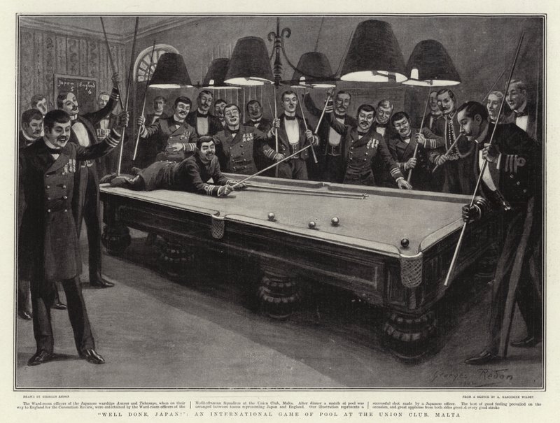 Well Done, Japan!, an International Game of Pool at the Union Club, Malta by Georges Redon