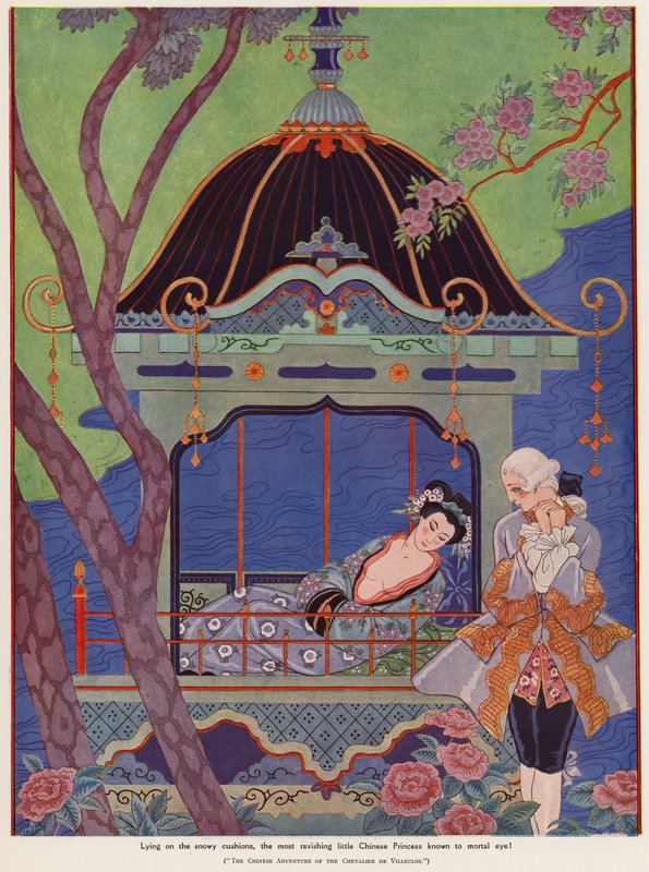 Chinese princess reclining in a pavilion by Georges Barbier