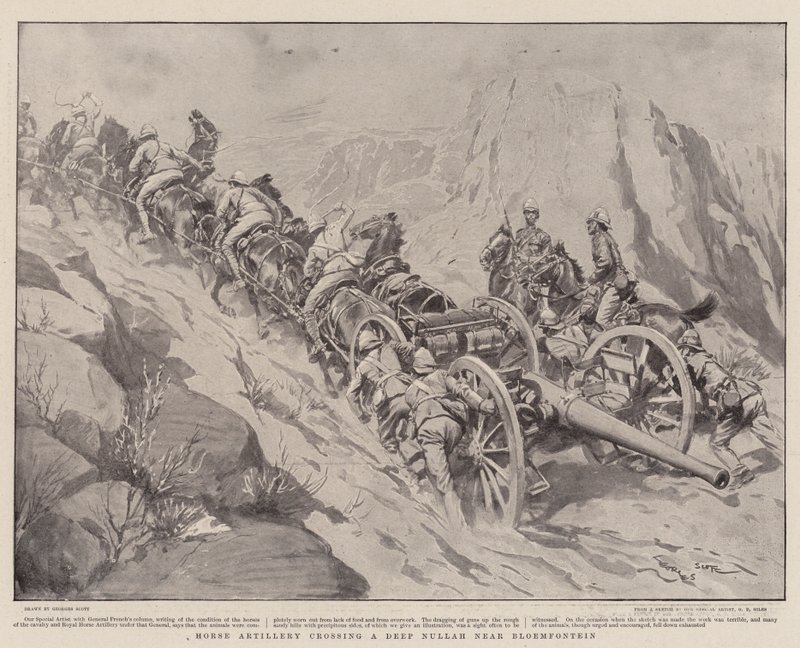 Horse Artillery Crossing a Deep Nullah near Bloemfontein by Georges Bertin Scott