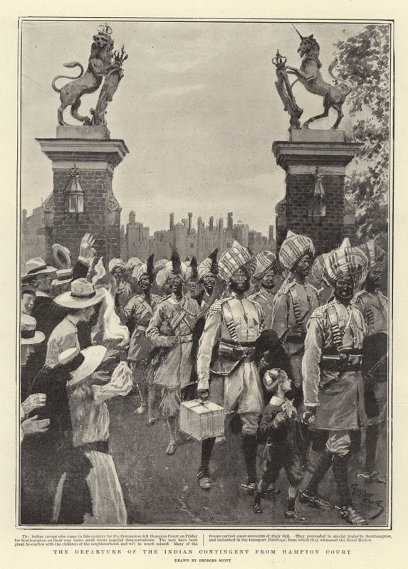 The Departure of the Indian Contingent from Hampton Court by Georges Bertin Scott