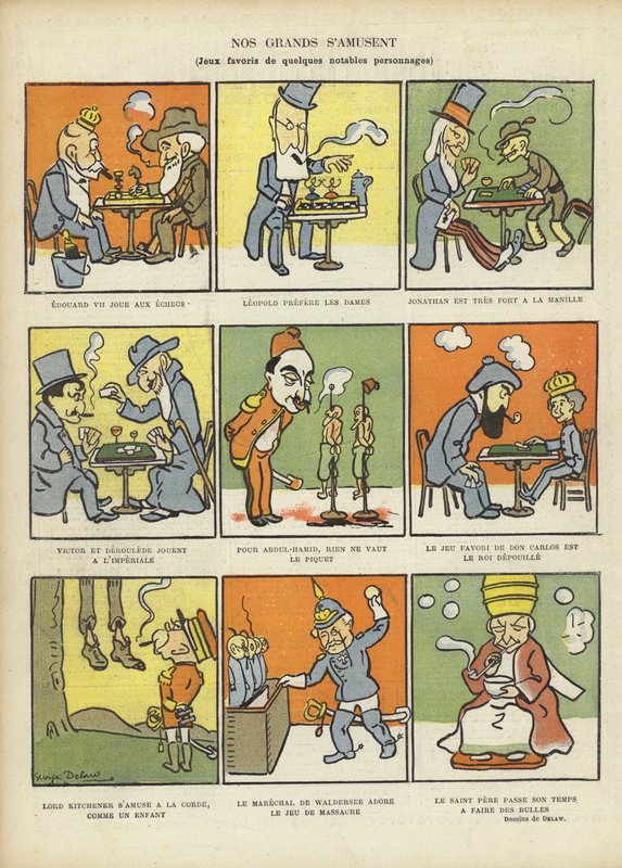 Favourite games of great men, illustration for Le Rire by Georges Delaw