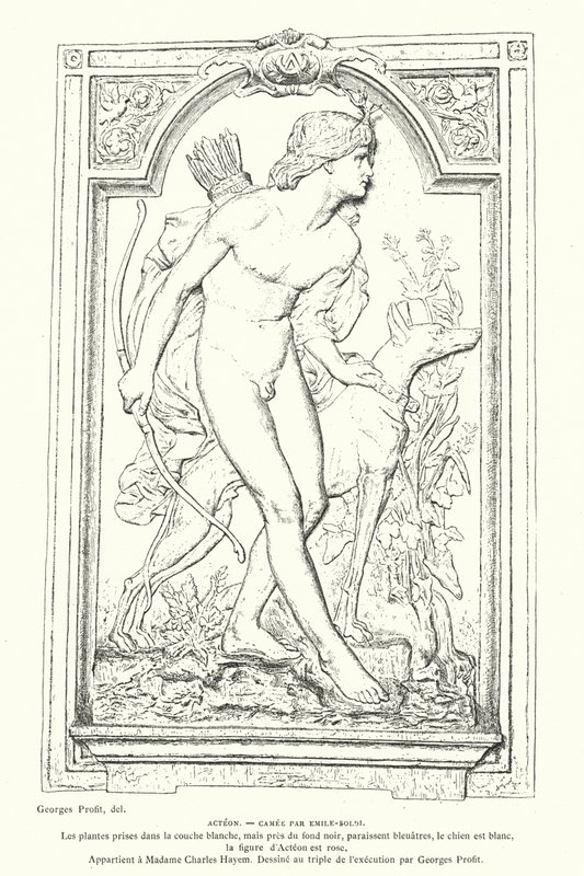 Actaeon, hero of Greek mythology, cameo by the French sculptor Emile Soldi by Georges Ernest Profit