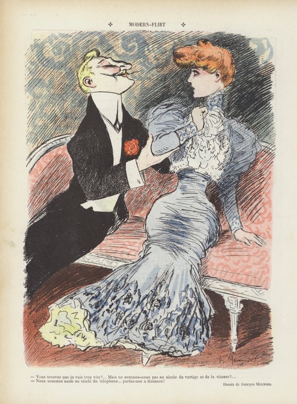Modern Flirting. Illustration for Le Rire by Georges Meunier