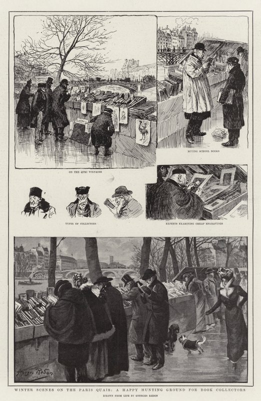 Winter Scenes on the Paris Quais, a Happy Hunting Ground for Book Collectors by Georges Redon