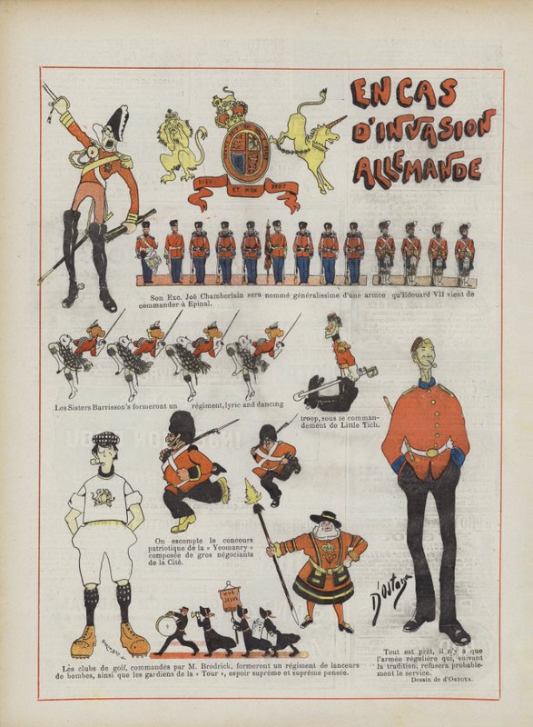 In the Event of a German Invasion (Illustration for Le Rire) by Georges d 1878 1937 Ostoya