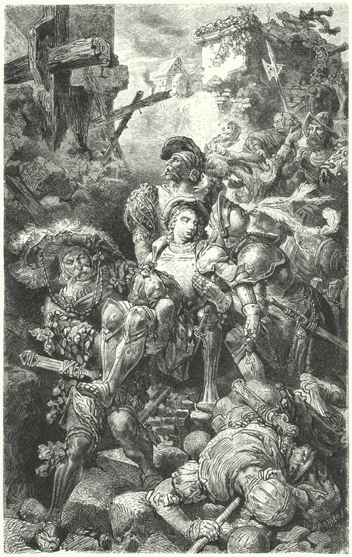 Franz von Sickingen mortally wounded at the Siege of Burg Nanstein, 1523 by German School