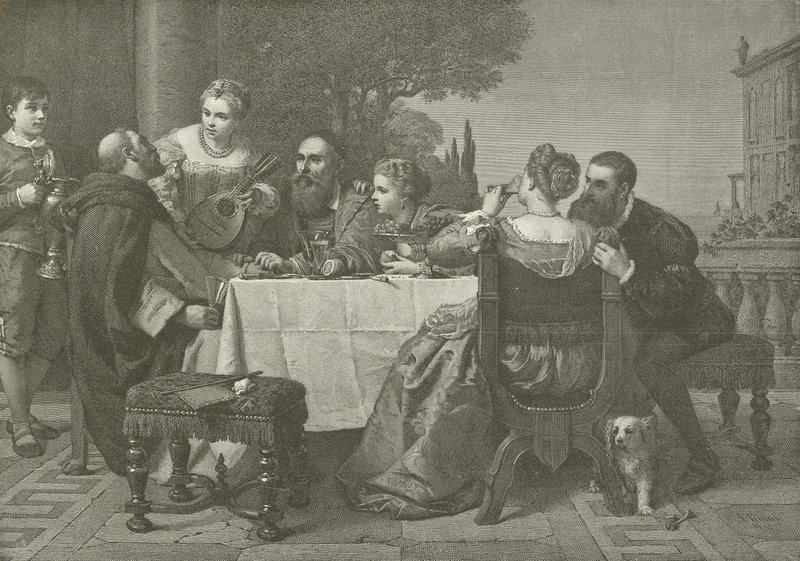 A fete at the house of Titian by German School
