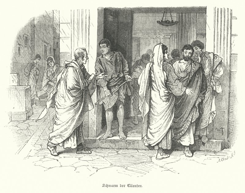 A Swarm of Clients Outside a Business in Ancient Rome by German School