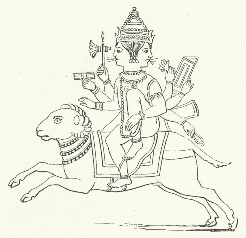 Agni, Hindu Fire God (engraving) by German School