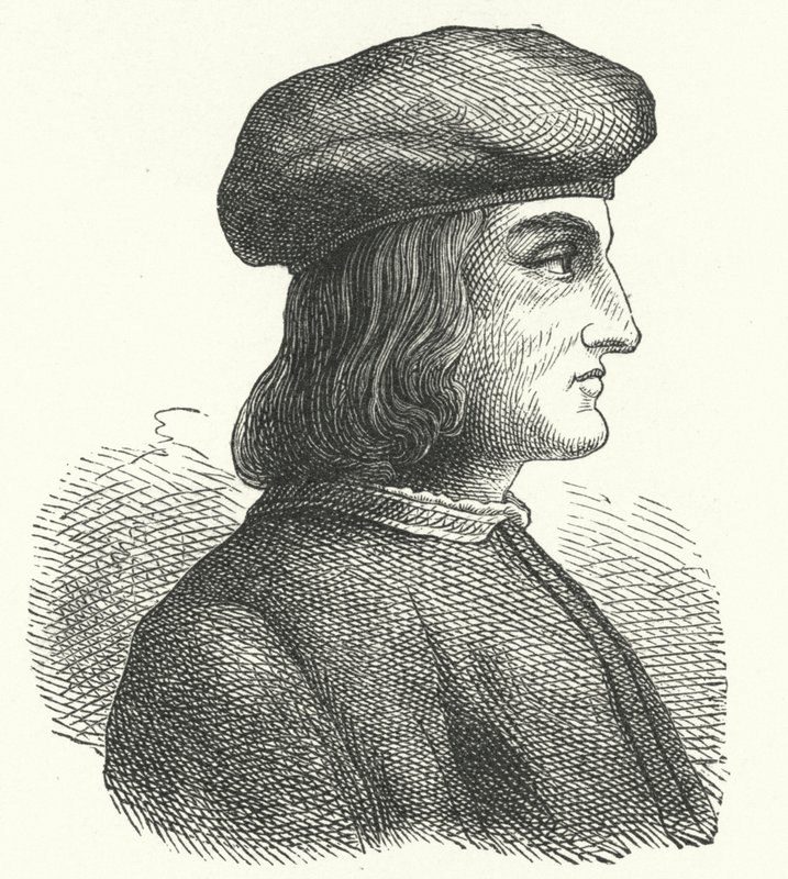 Aldus Manutius, Venetian humanist, scholar, printer and publisher (engraving) by German School