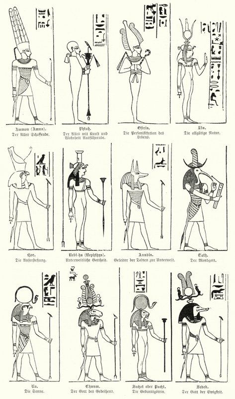 Ancient Egyptian gods and goddesses by German School