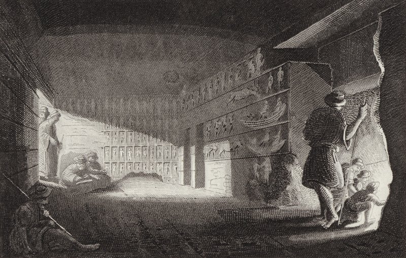 Ancient Egyptian rock cut chapel, Gebel el-Silsila (engraving) by German School