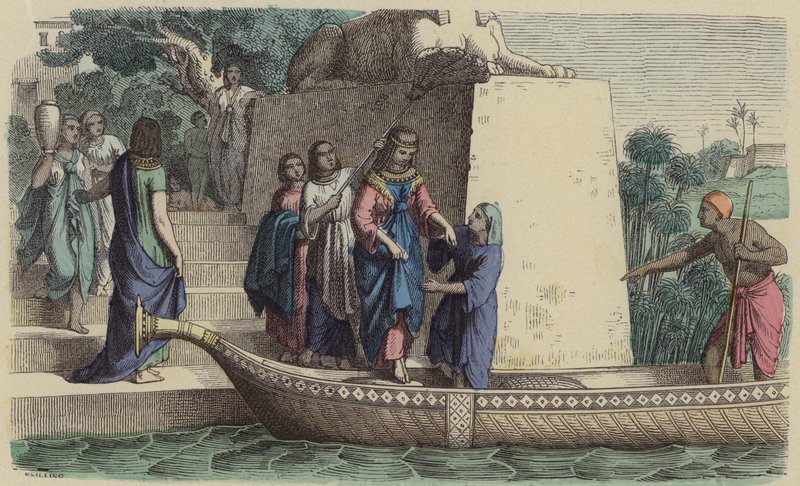 Ancient Egyptian Woman of High Rank Taking a Boat Trip by German School