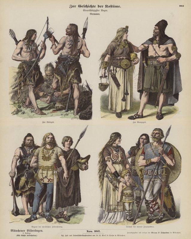 Ancient Germanic costumes by German School