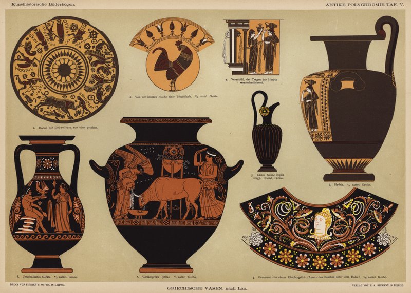 Ancient Greek Polychrome Vases by German School