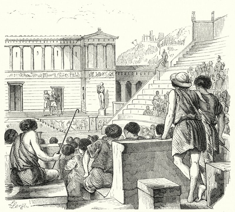 Ancient Greek Theatre (engraving) by German School