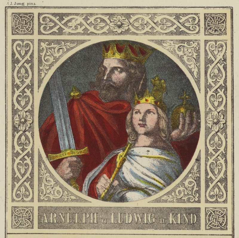 Arnulph and Ludwig the Child, 887-899 and 899-911 by German School