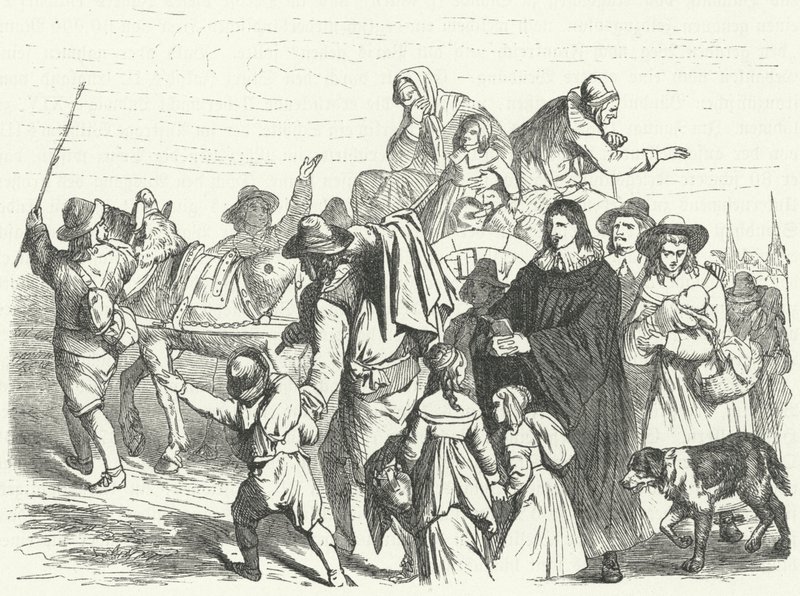 Arrival of French Huguenot immigrants in Brandenburg after the Great Elector Frederick William issued the Edict of Potsdam in 1685 (engraving) by German School