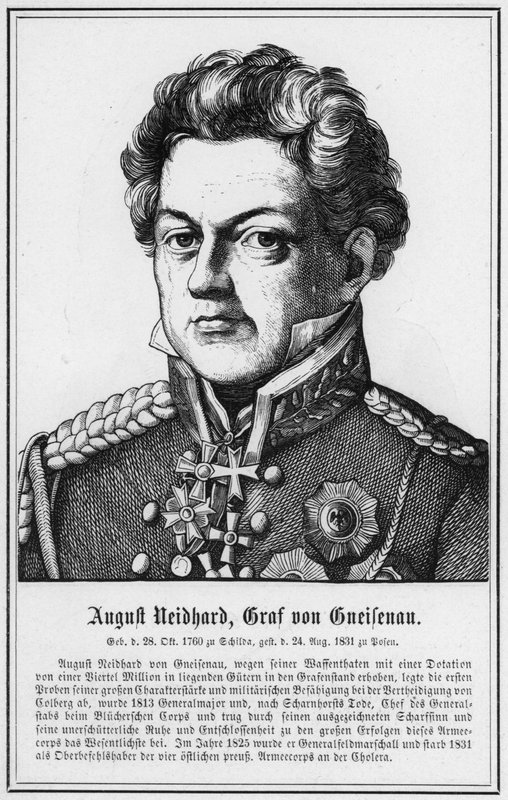 August Neidhardt, Count of Gneisenau (engraving) by German School