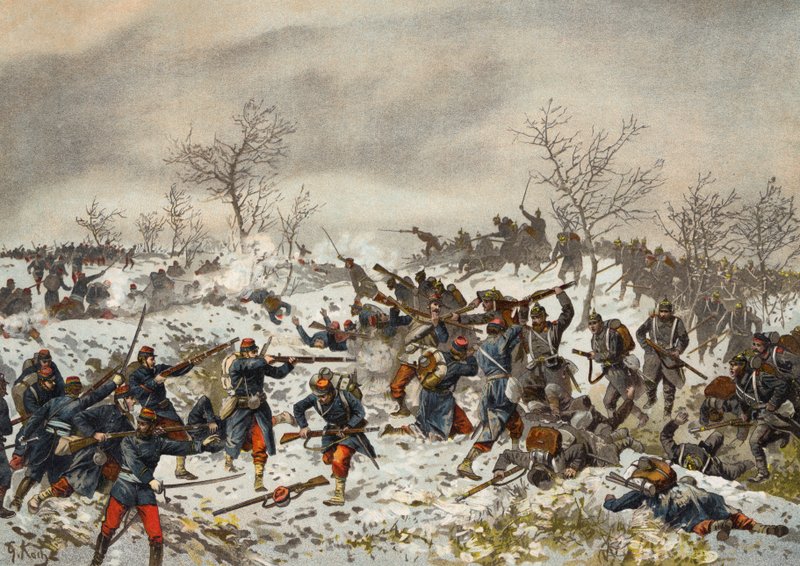 Battle before Le Mans-Champagne, Franco-Prussian War, 11 January 1871 by German School