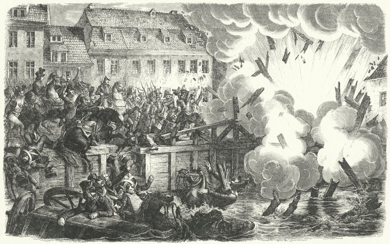 Blowing up of the Elster Bridge, Battle of Leipzig by German School