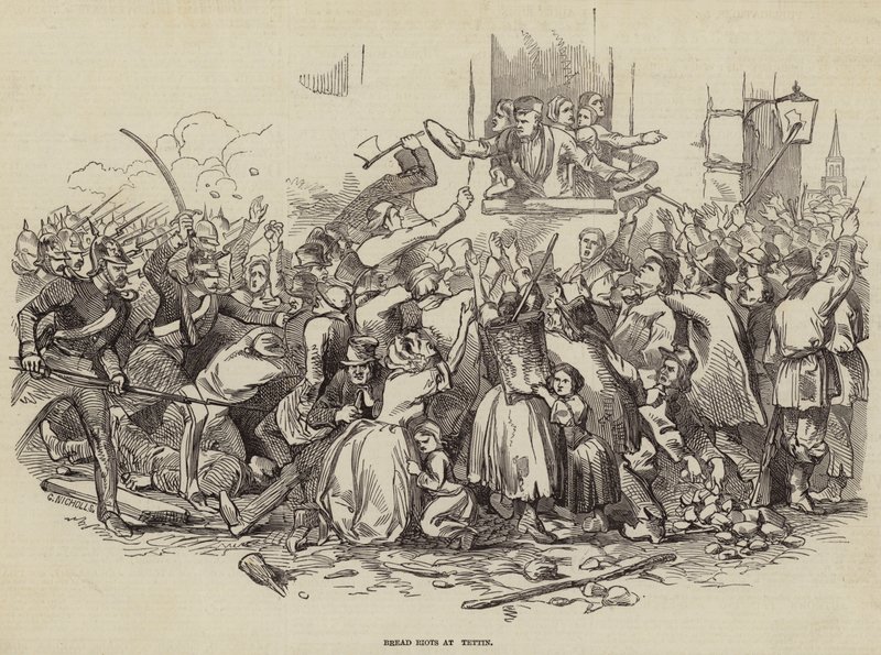 Bread Riots at Stettin, Germany 24th April 1847 by German School