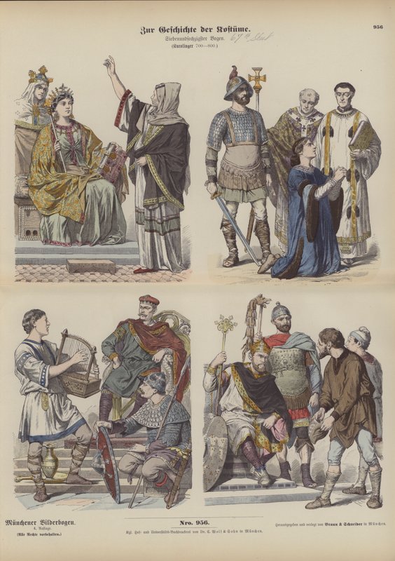 Carolingian Frankish costumes, 8th Century by German School