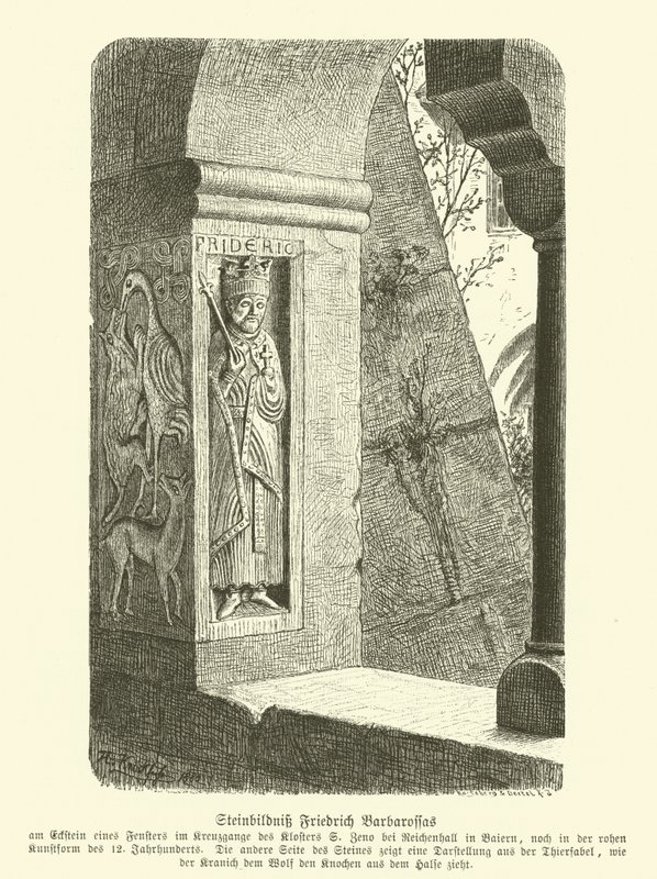 Carved stone image of Frederick Barbarossa, Holy Roman Emperor by German School