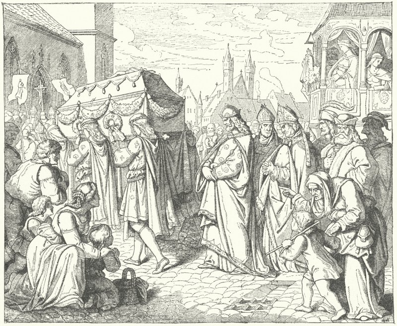 Charles IV of Bohemia following the funeral procession of Gunther von Schwarzburg, King of Germany by German School