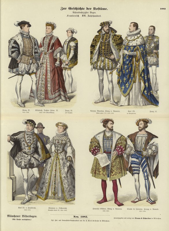 Costume of French Royalty and Nobility, 16th Century by German School