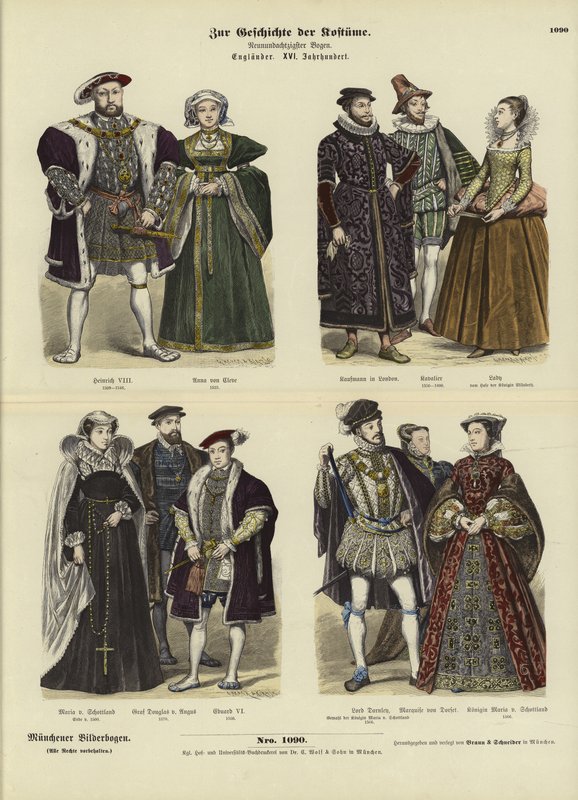 Costumes of English and Scottish Royalty and Nobility, 16th Century by German School