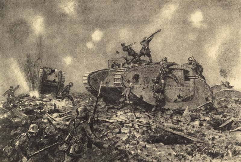 Destruction of English Tanks by German Forces by German School