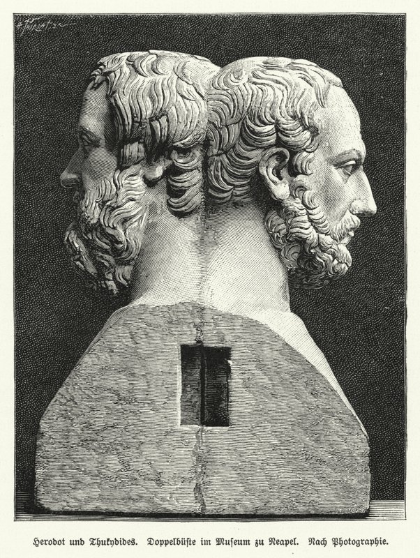 Double bust of Herodotus and Thucydides, Ancient Greek historians by German School