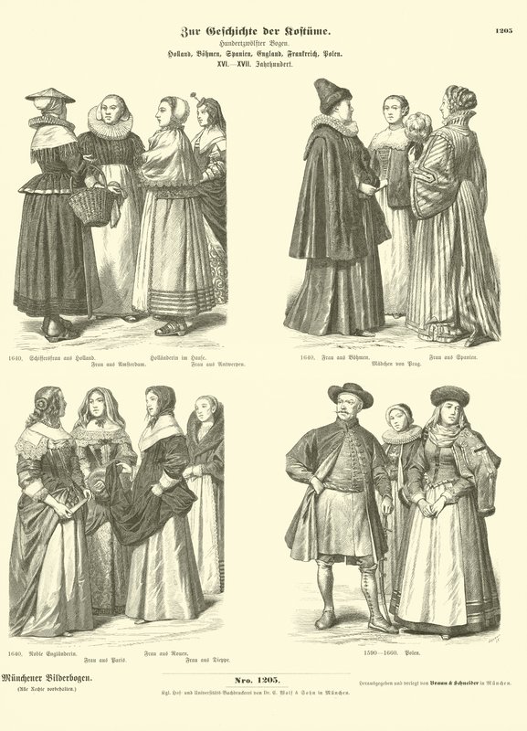 Dutch, Bohemian, Spanish, English, French and Polish Costumes, 16th - 17th Century by German School