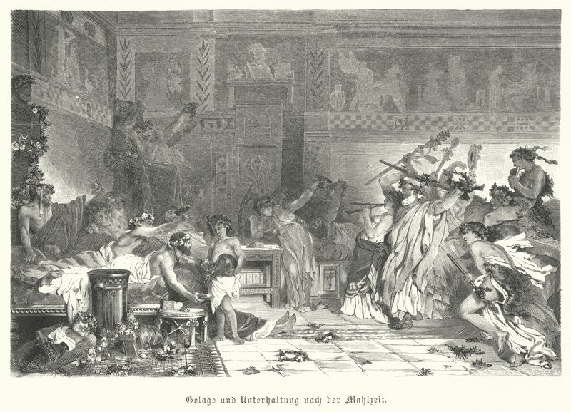 Entertainment After the Meal at a Roman Feast by German School