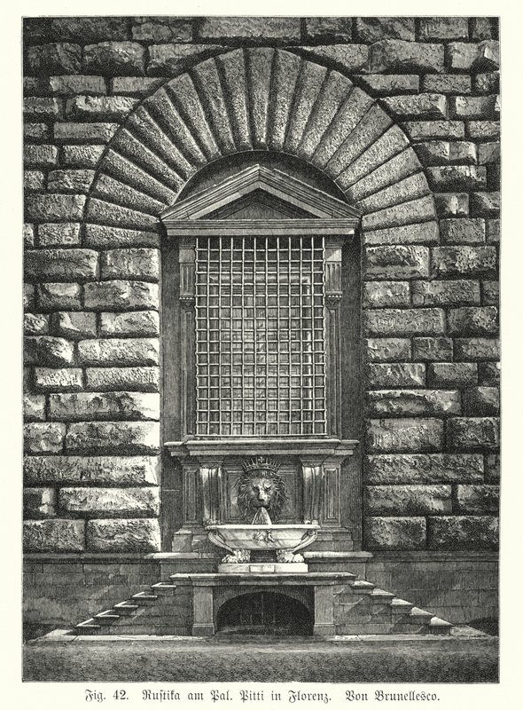Example of Rustification, by Filippo Brunelleschi, Palazzo Pitti, Florence, Italy by German School