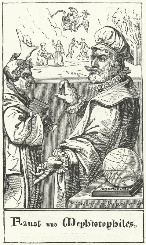 Faust and Mephistopheles (engraving) by German School