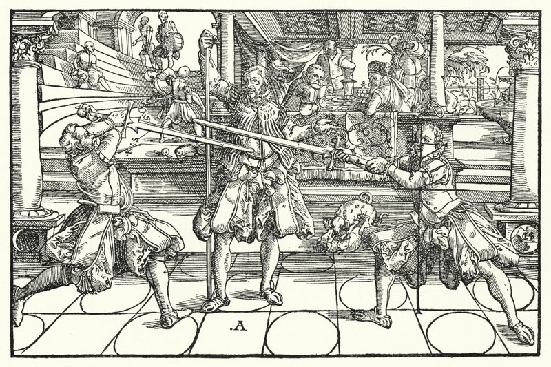 Fencing Scene by German School