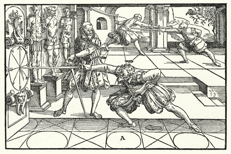 Fencing Scene by German School