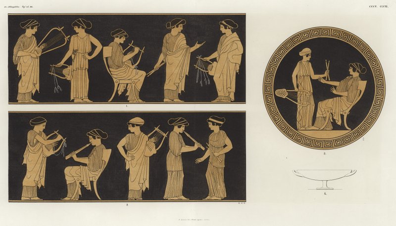 Flutes and Stringed Instruments by German School