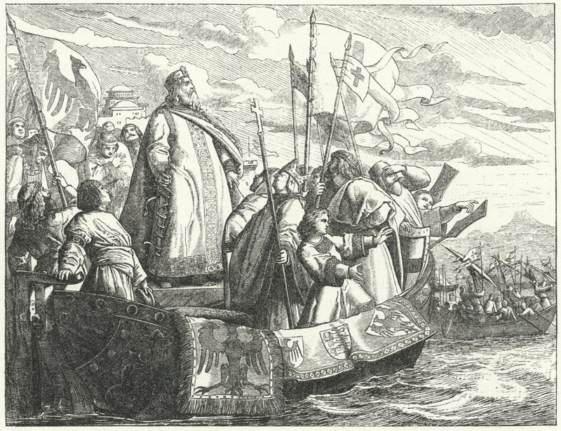Frederick Barbarossa and His Army Crossing the Bosphorus on the Third Crusade by German School