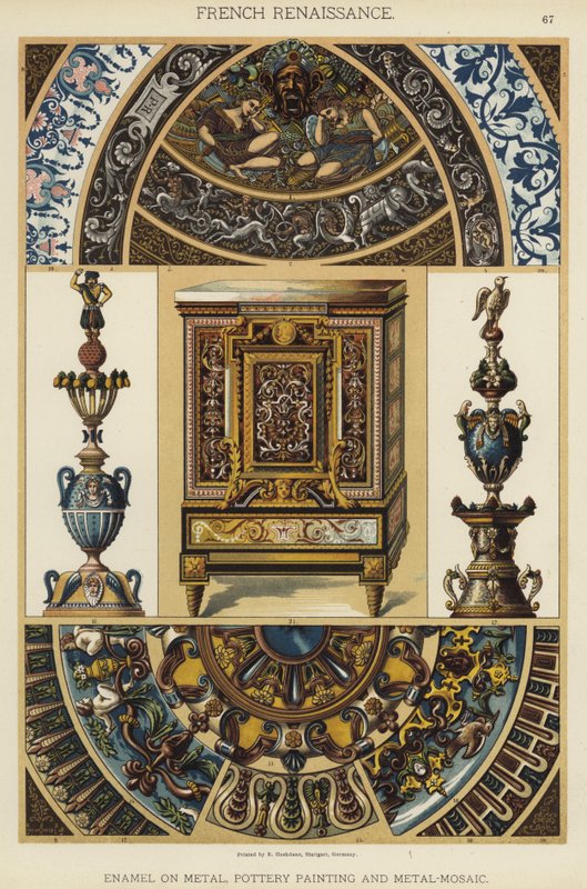 French Renaissance, Enamel on Metal, Pottery Painting and Metal-Mosaic by German School