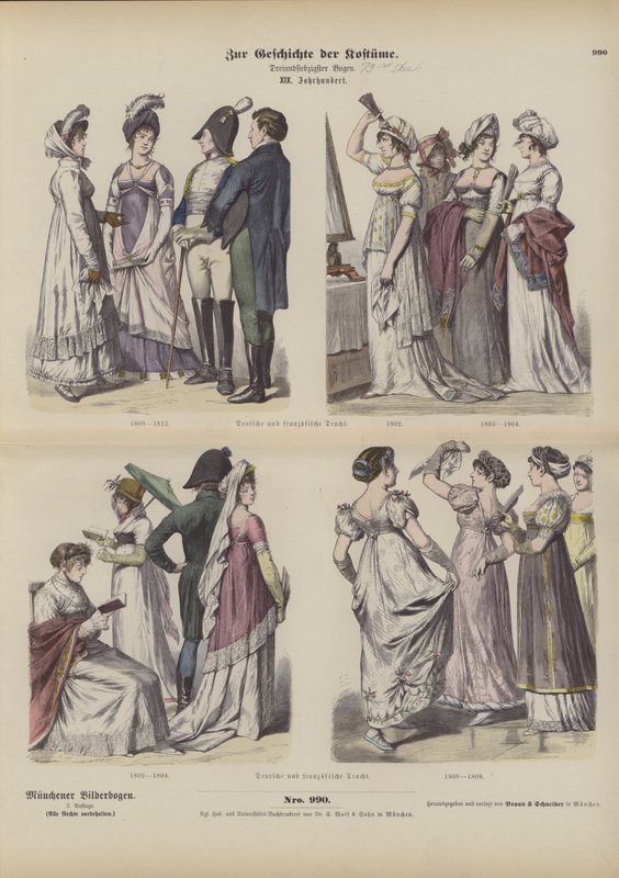 French and German Costumes, Early 19th Century by German School