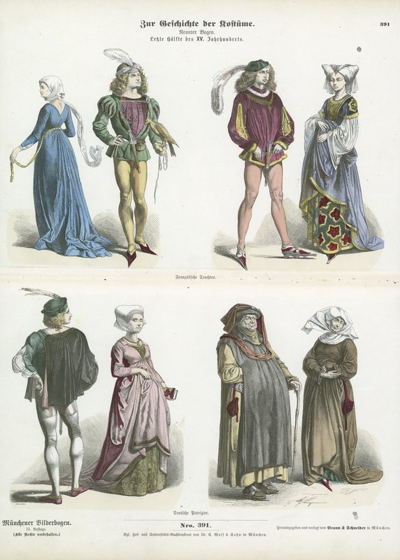 French and German Costumes, Second Half of 15th Century by German School
