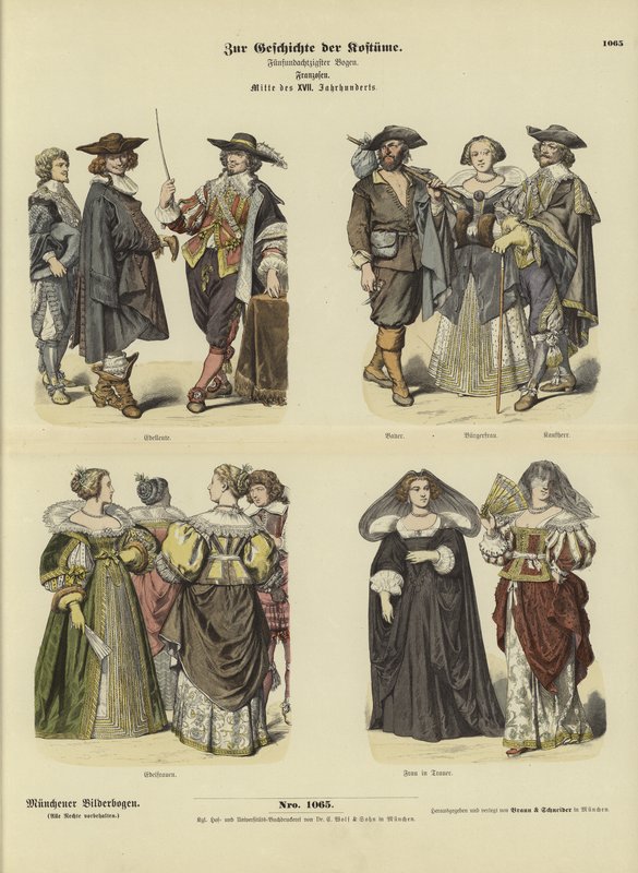French Costumes, Mid 17th Century by German School