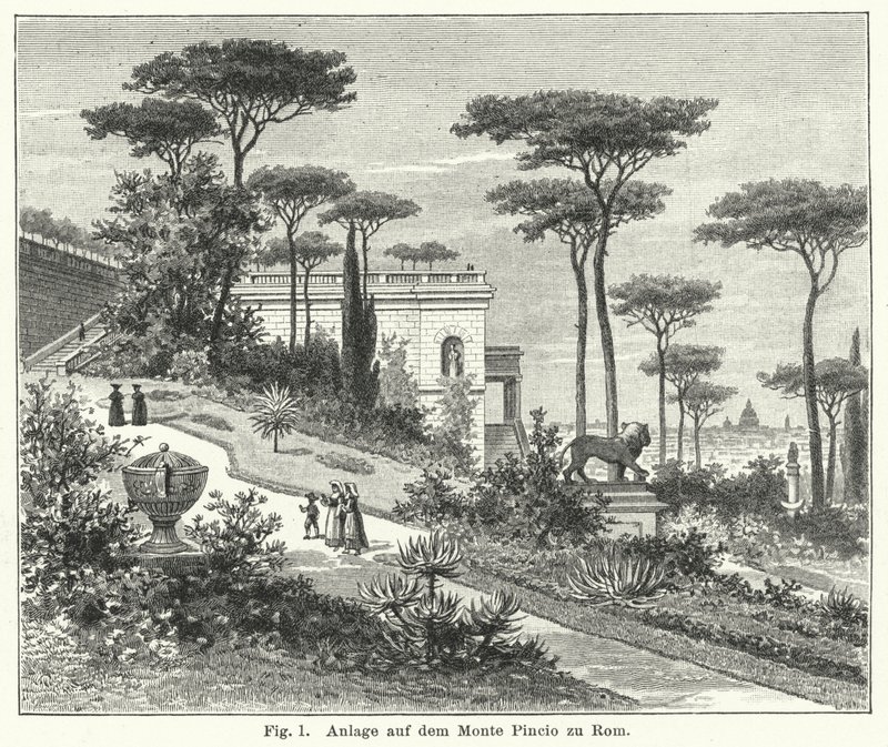 Garden design: Monte Pincio, Rome, Italy by German School