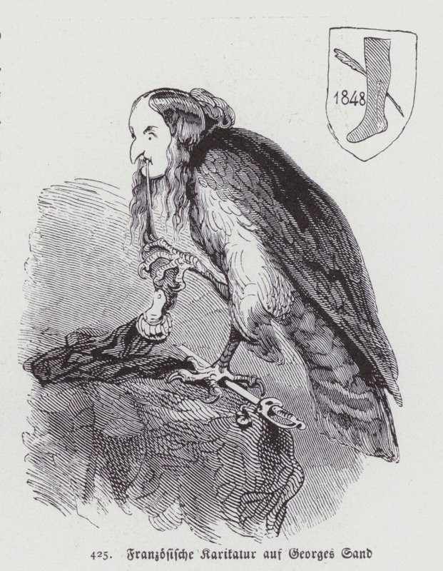 German caricature of 19th Century French female novelist George Sand by German School